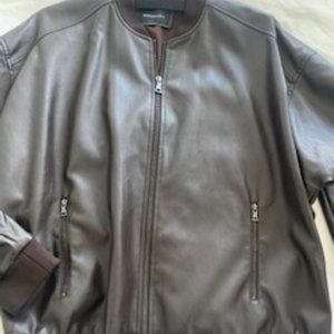 BCBGMAXAZRIA Bomber Jacket- Faux Leather Coffee Bean S